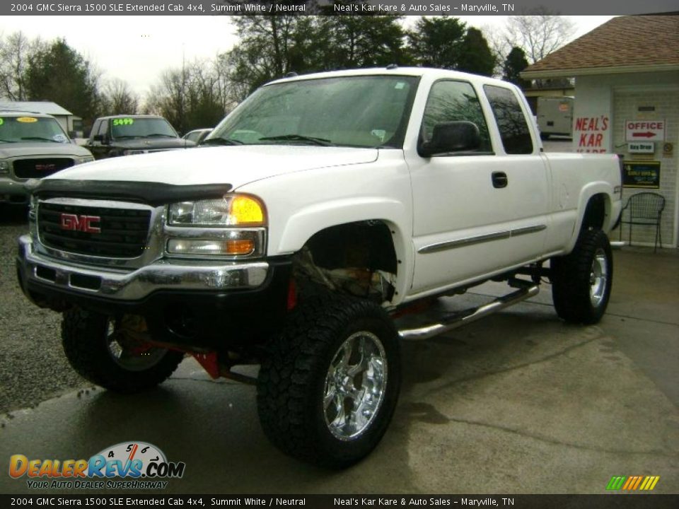 2004 GMC Sierra 1500 SLE Extended Cab 4x4 Summit White / Neutral Photo #11