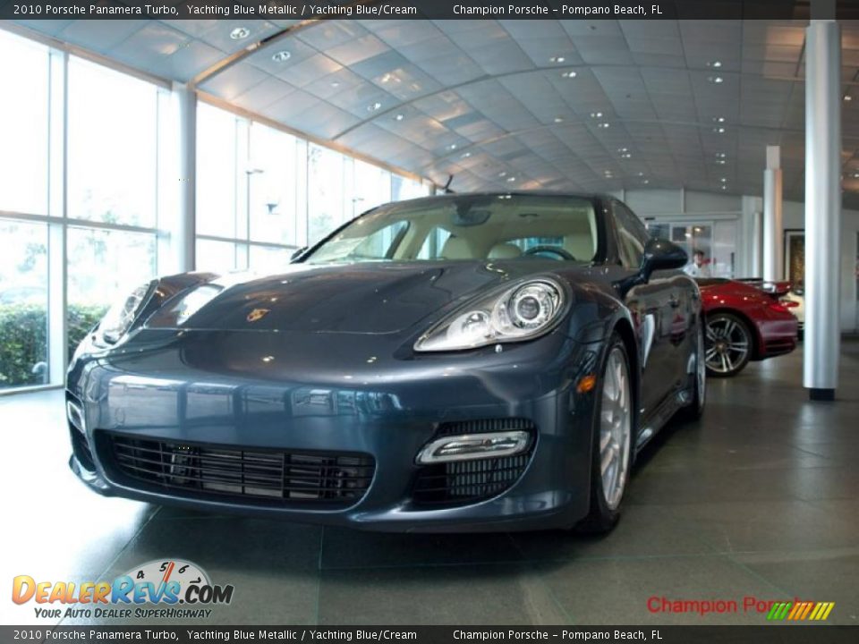 2010 Porsche Panamera Turbo Yachting Blue Metallic / Yachting Blue/Cream Photo #2