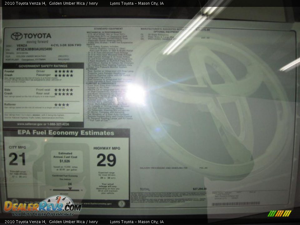 2010 Toyota Venza I4 Golden Umber Mica / Ivory Photo #8