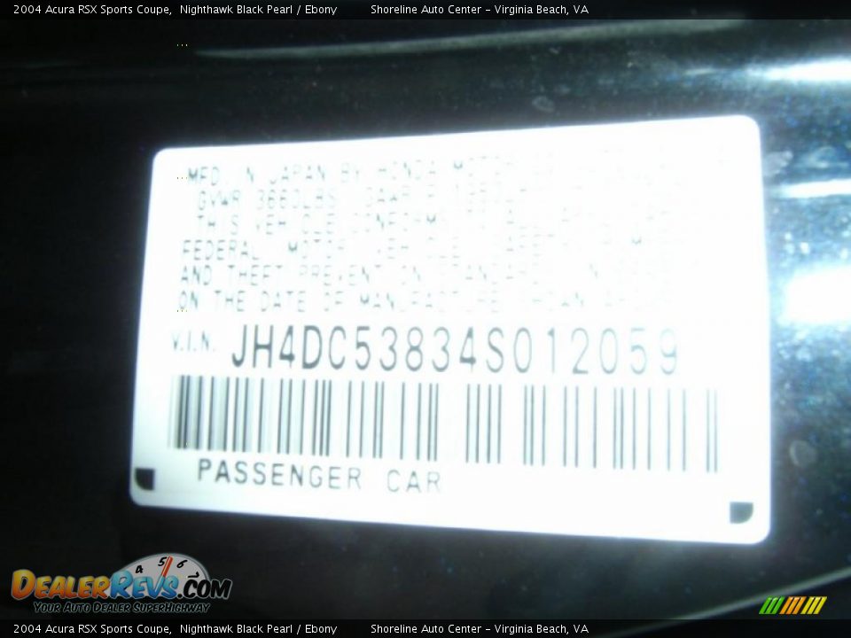 2004 Acura RSX Sports Coupe Nighthawk Black Pearl / Ebony Photo #21