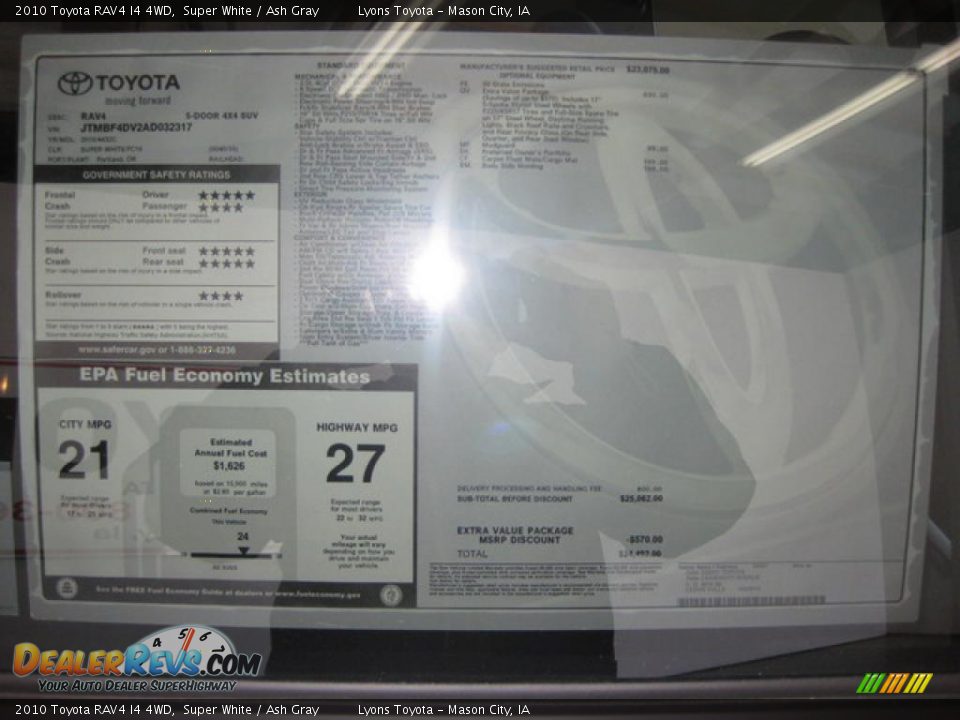 2010 Toyota RAV4 I4 4WD Super White / Ash Gray Photo #9
