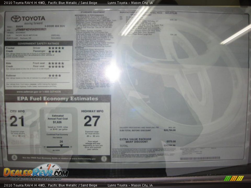 2010 Toyota RAV4 I4 4WD Pacific Blue Metallic / Sand Beige Photo #9