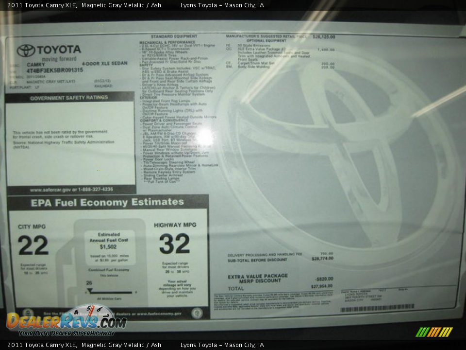 2011 Toyota Camry XLE Magnetic Gray Metallic / Ash Photo #9