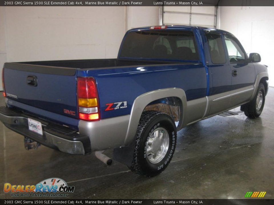 2003 GMC Sierra 1500 SLE Extended Cab 4x4 Marine Blue Metallic / Dark Pewter Photo #4
