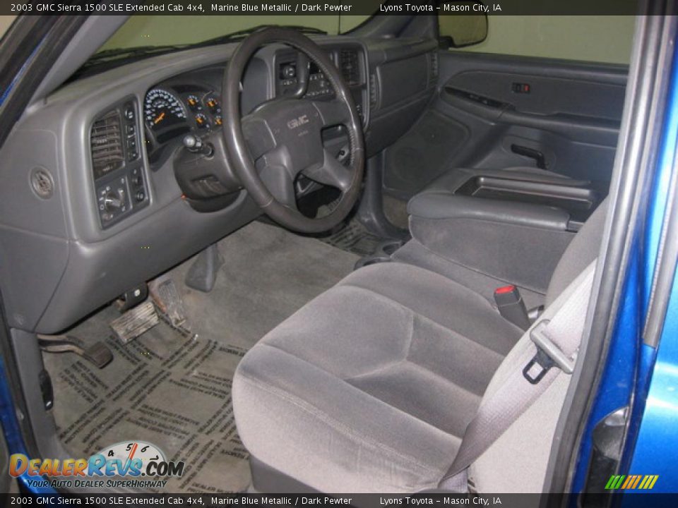 2003 GMC Sierra 1500 SLE Extended Cab 4x4 Marine Blue Metallic / Dark Pewter Photo #7