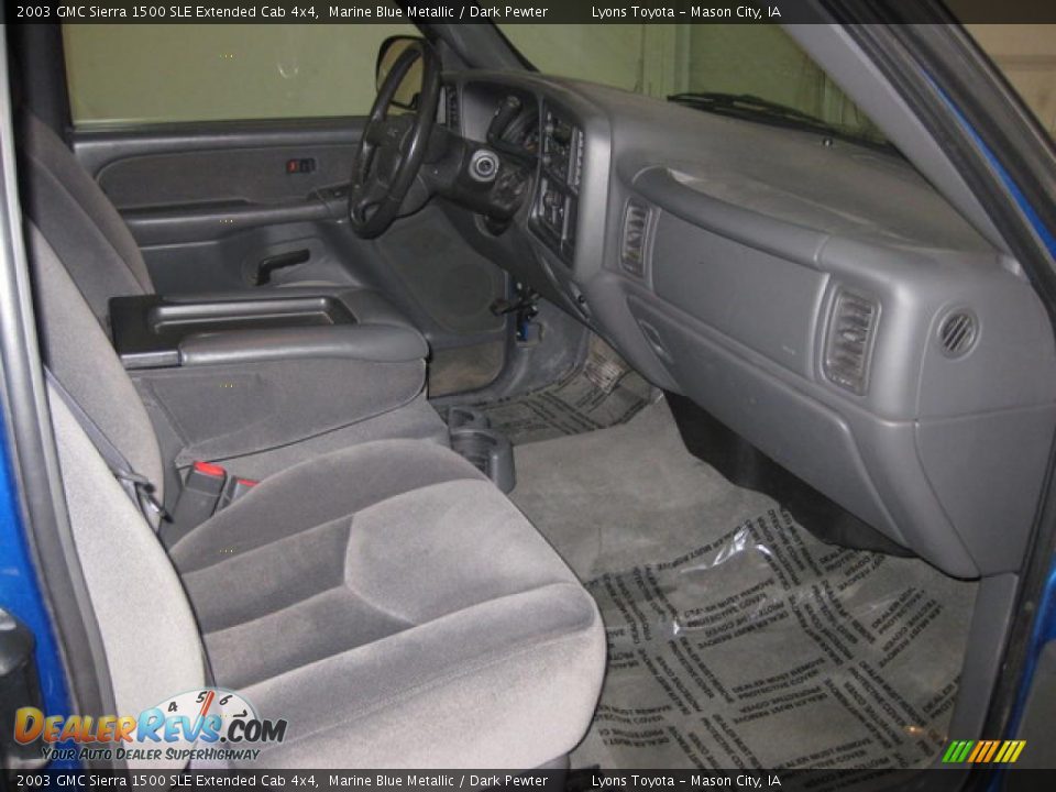 2003 GMC Sierra 1500 SLE Extended Cab 4x4 Marine Blue Metallic / Dark Pewter Photo #13