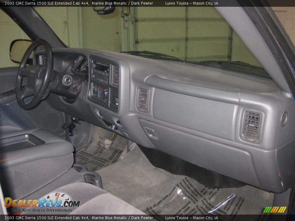 2003 GMC Sierra 1500 SLE Extended Cab 4x4 Marine Blue Metallic / Dark Pewter Photo #14