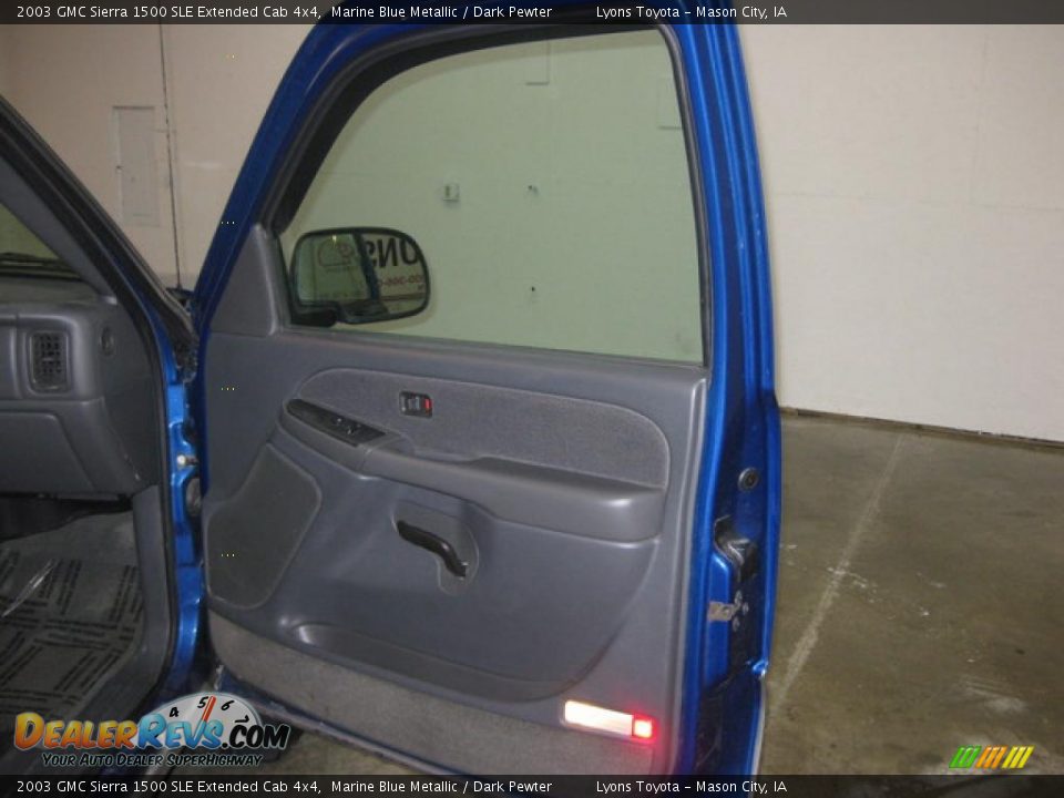 2003 GMC Sierra 1500 SLE Extended Cab 4x4 Marine Blue Metallic / Dark Pewter Photo #15
