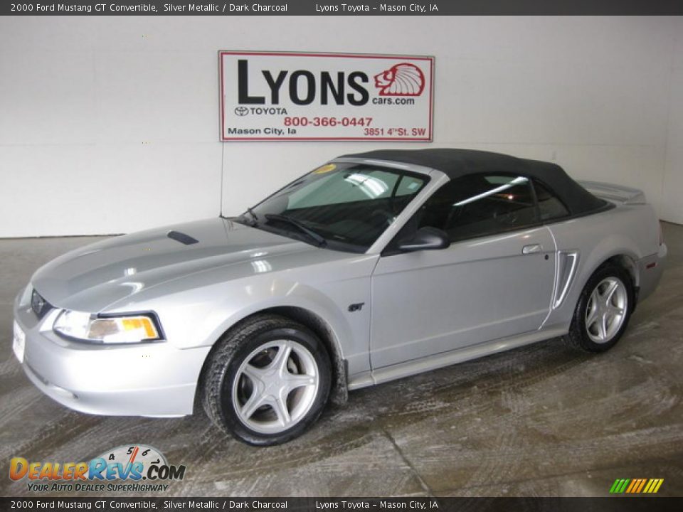 2000 Ford Mustang GT Convertible Silver Metallic / Dark Charcoal Photo #1