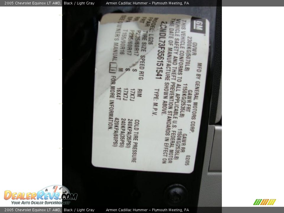 2005 Chevrolet Equinox LT AWD Black / Light Gray Photo #34