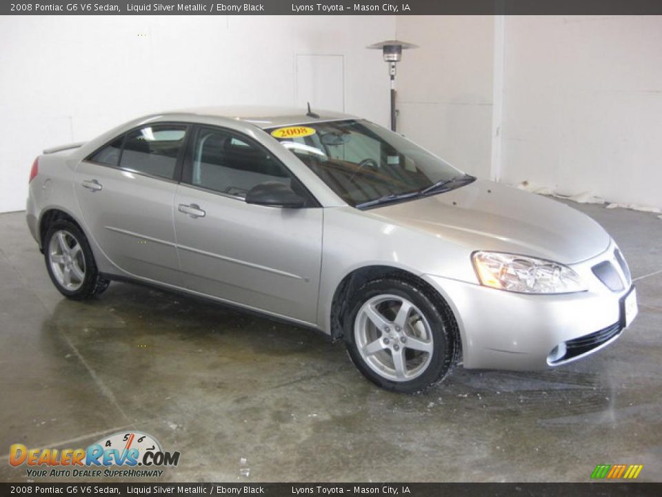 2008 Pontiac G6 V6 Sedan Liquid Silver Metallic / Ebony Black Photo #3