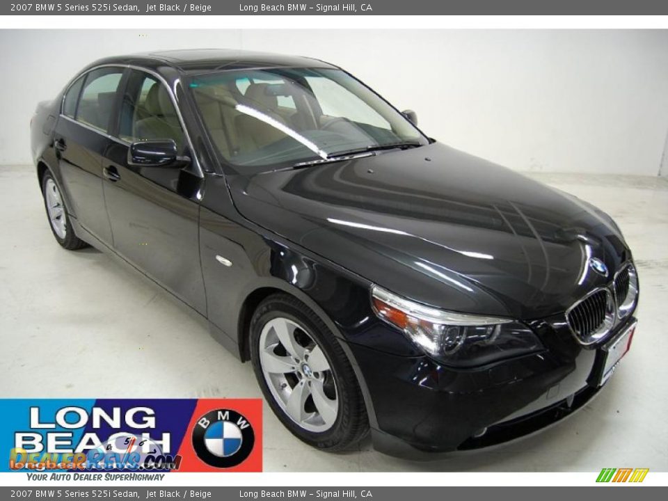 2007 BMW 5 Series 525i Sedan Jet Black / Beige Photo #1