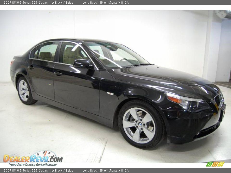 2007 BMW 5 Series 525i Sedan Jet Black / Beige Photo #2