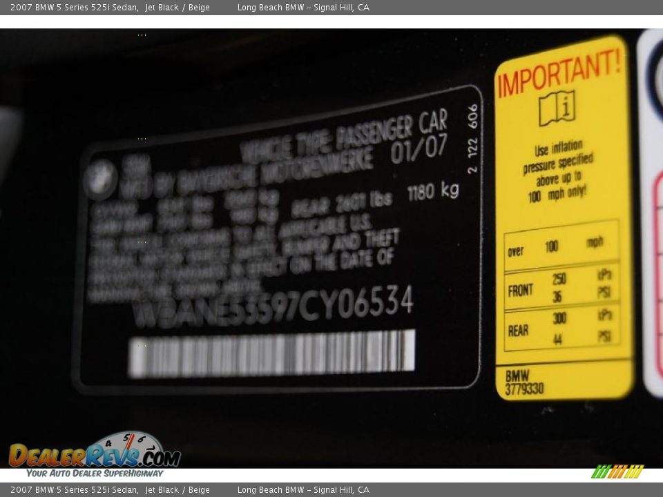 2007 BMW 5 Series 525i Sedan Jet Black / Beige Photo #15