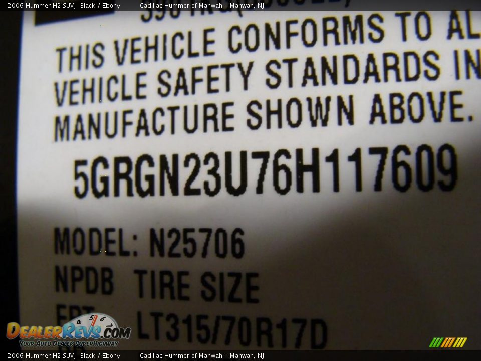2006 Hummer H2 SUV Black / Ebony Photo #24