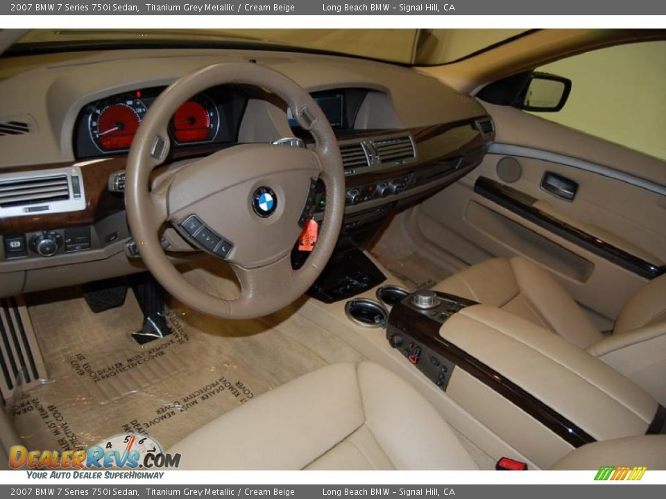 2007 BMW 7 Series 750i Sedan Titanium Grey Metallic / Cream Beige Photo #16