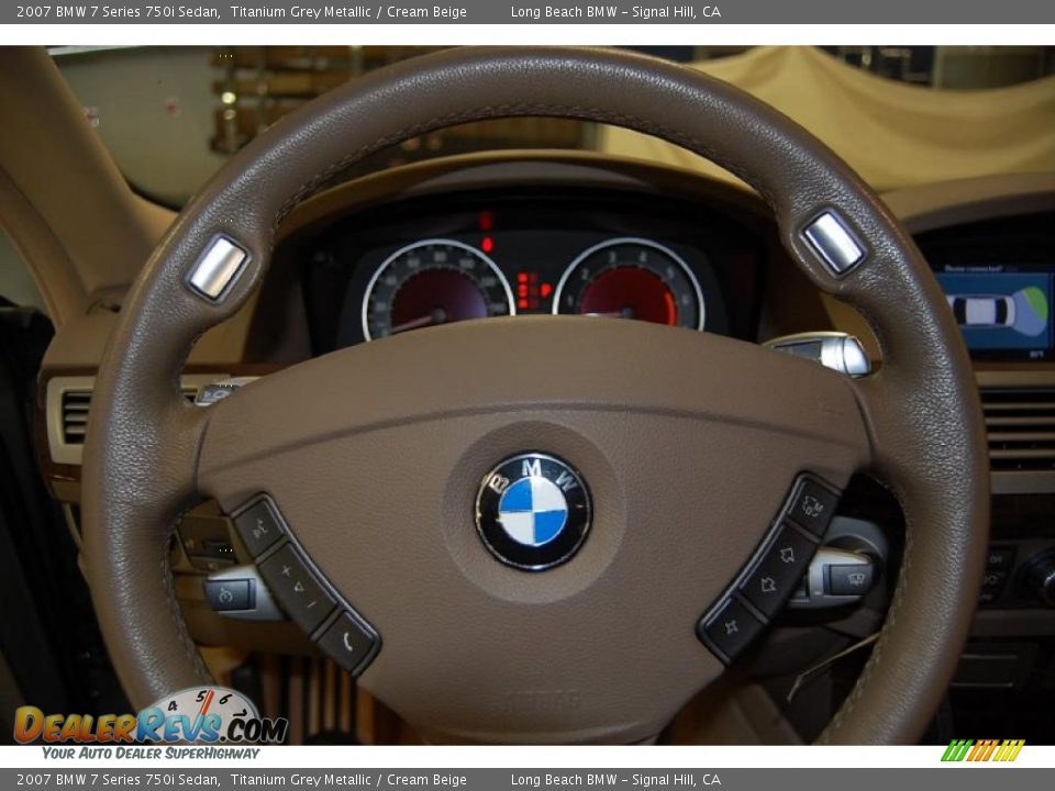 2007 BMW 7 Series 750i Sedan Titanium Grey Metallic / Cream Beige Photo #28
