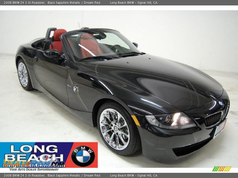 2008 BMW Z4 3.0i Roadster Black Sapphire Metallic / Dream Red Photo #1