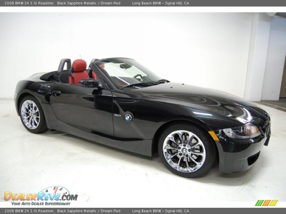 2008 BMW Z4 3.0i Roadster Black Sapphire Metallic / Dream Red Photo #2