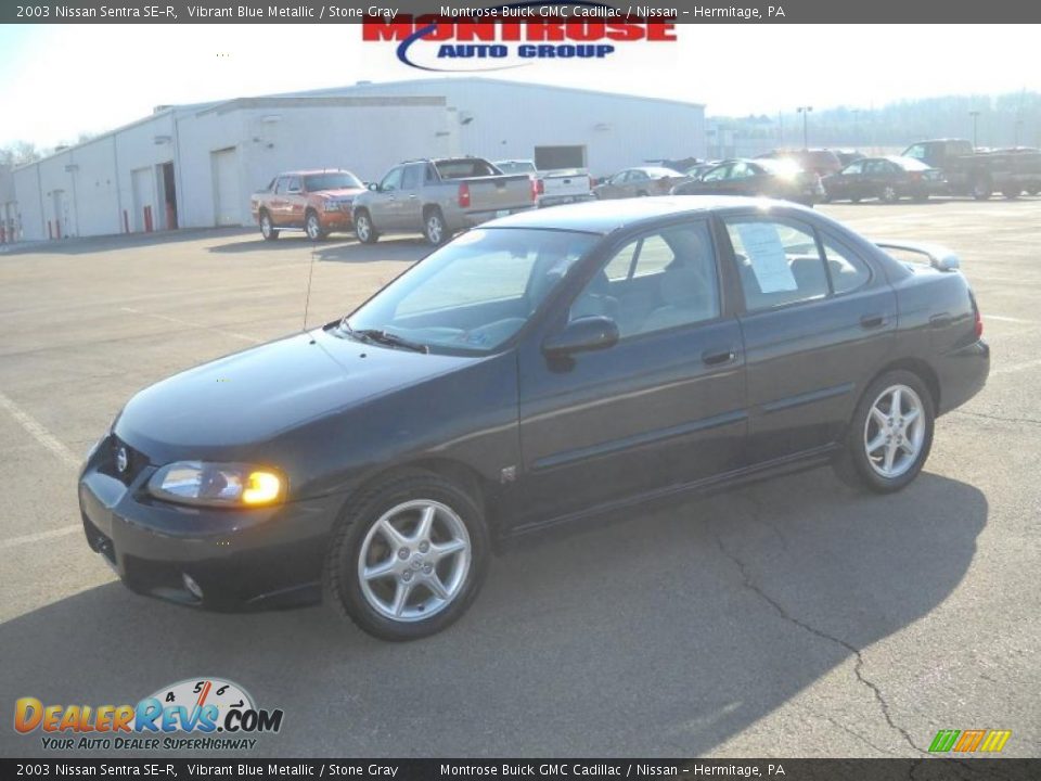 2003 Nissan Sentra SE-R Vibrant Blue Metallic / Stone Gray Photo #18