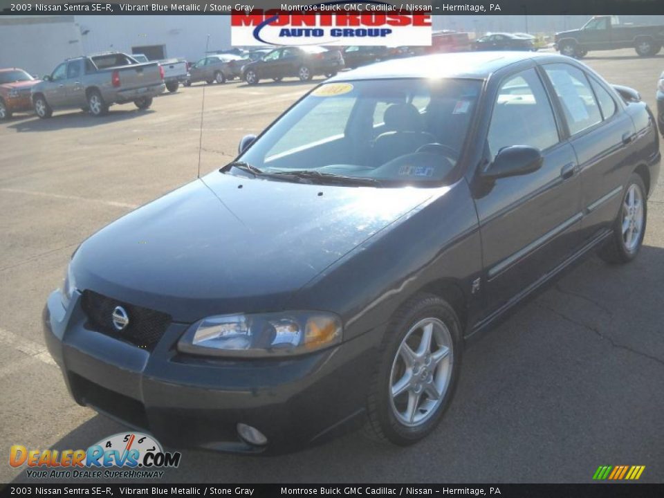 2003 Nissan Sentra SE-R Vibrant Blue Metallic / Stone Gray Photo #19