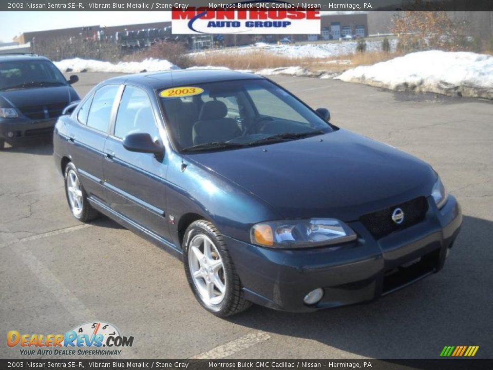 2003 Nissan Sentra SE-R Vibrant Blue Metallic / Stone Gray Photo #21