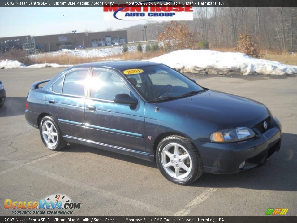 2003 Nissan Sentra SE-R Vibrant Blue Metallic / Stone Gray Photo #22
