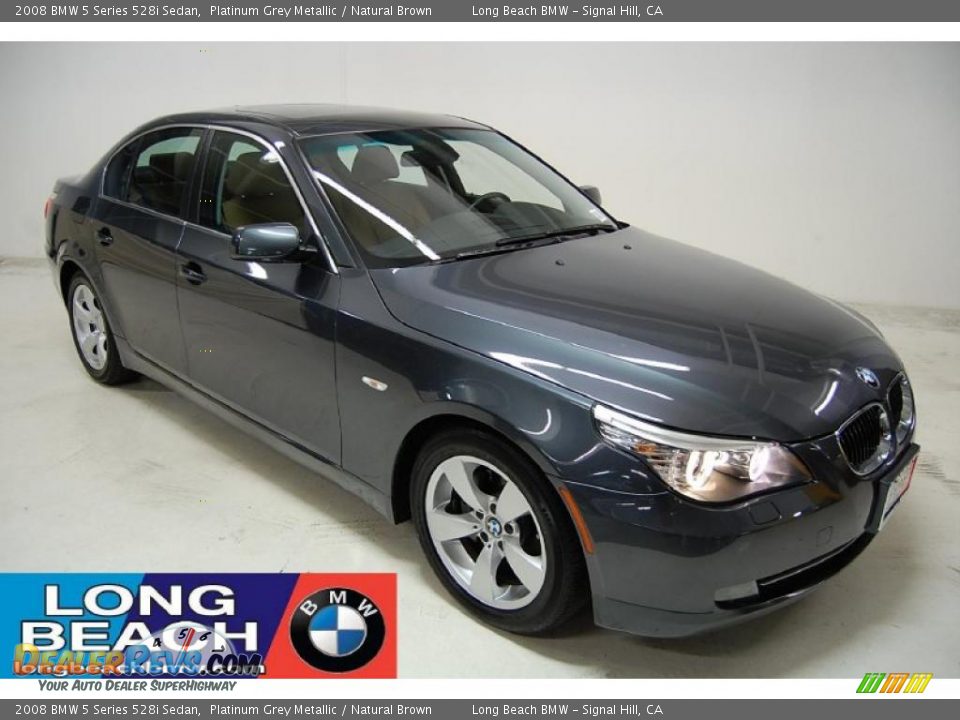 2008 BMW 5 Series 528i Sedan Platinum Grey Metallic / Natural Brown Photo #1