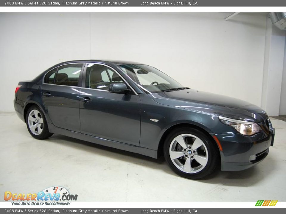 2008 BMW 5 Series 528i Sedan Platinum Grey Metallic / Natural Brown Photo #2