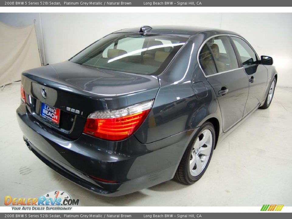 2008 BMW 5 Series 528i Sedan Platinum Grey Metallic / Natural Brown Photo #6