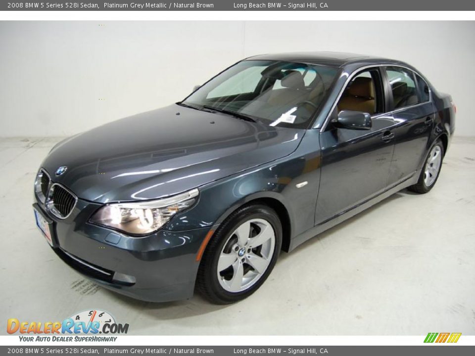2008 BMW 5 Series 528i Sedan Platinum Grey Metallic / Natural Brown Photo #10