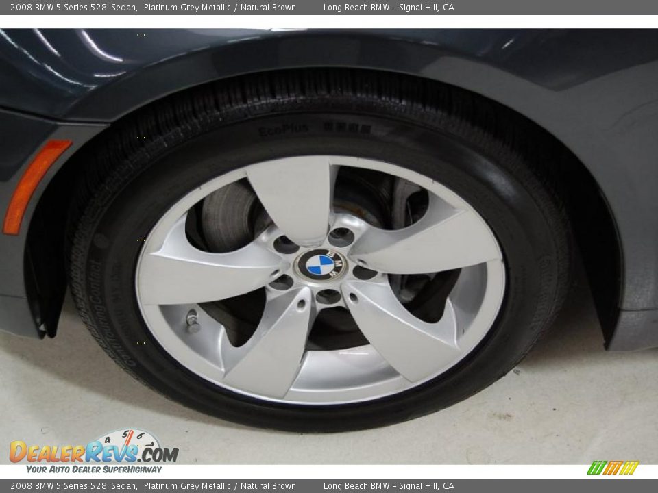 2008 BMW 5 Series 528i Sedan Platinum Grey Metallic / Natural Brown Photo #12