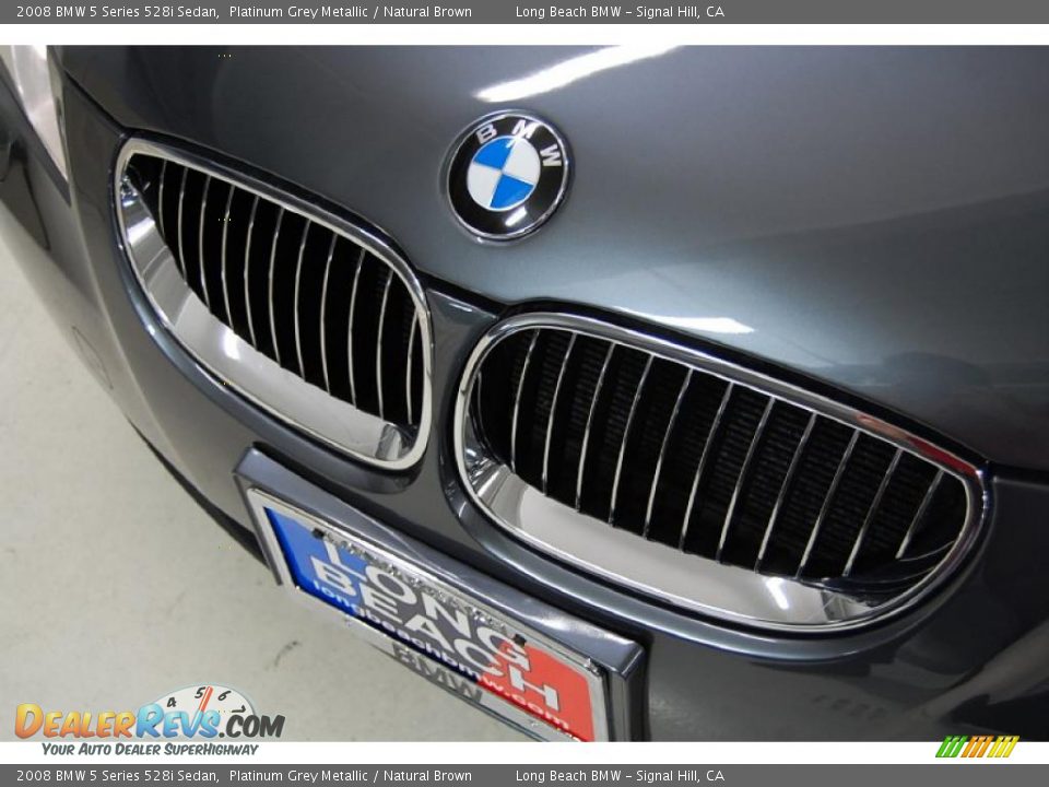 2008 BMW 5 Series 528i Sedan Platinum Grey Metallic / Natural Brown Photo #14