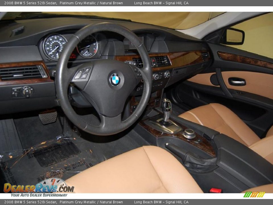 2008 BMW 5 Series 528i Sedan Platinum Grey Metallic / Natural Brown Photo #18