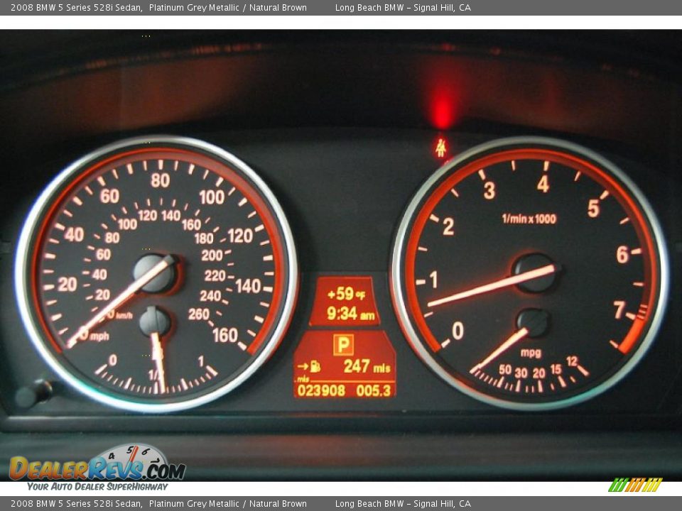 2008 BMW 5 Series 528i Sedan Platinum Grey Metallic / Natural Brown Photo #29