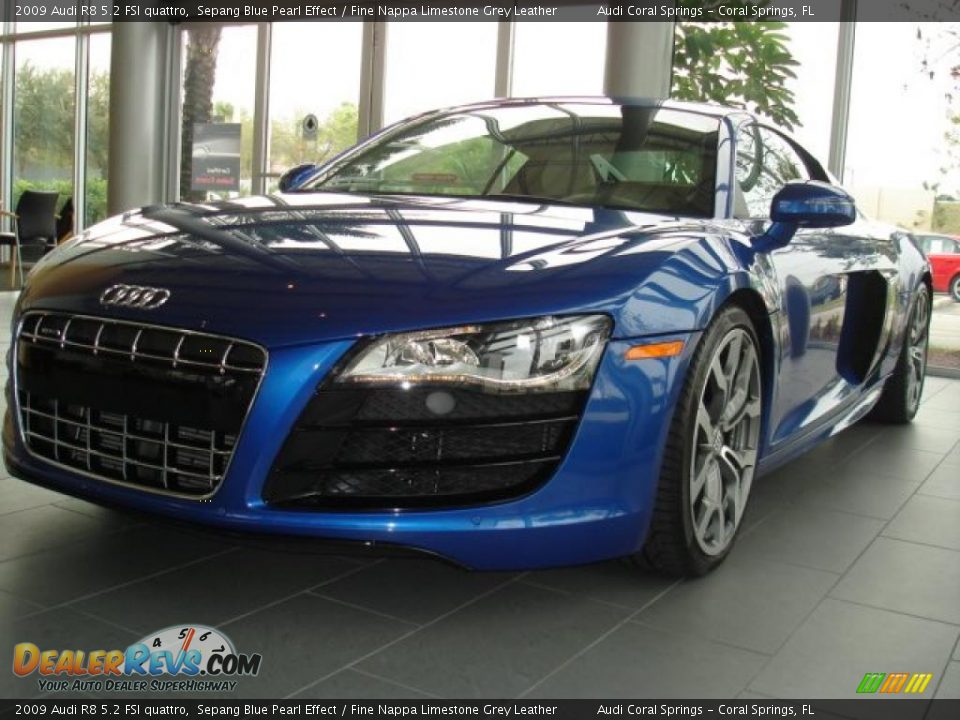 2009 Audi R8 5.2 FSI quattro Sepang Blue Pearl Effect / Fine Nappa Limestone Grey Leather Photo #2