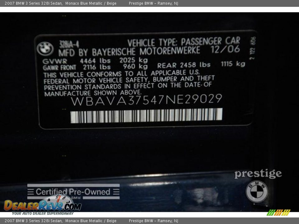 2007 BMW 3 Series 328i Sedan Monaco Blue Metallic / Beige Photo #16