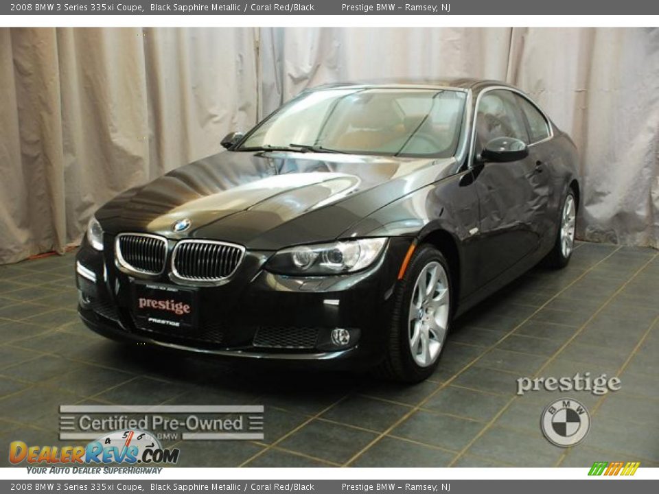 2008 BMW 3 Series 335xi Coupe Black Sapphire Metallic / Coral Red/Black Photo #1