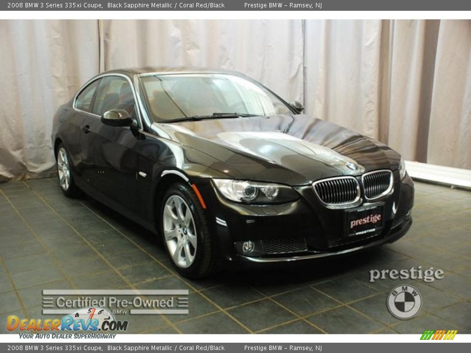 2008 BMW 3 Series 335xi Coupe Black Sapphire Metallic / Coral Red/Black Photo #7