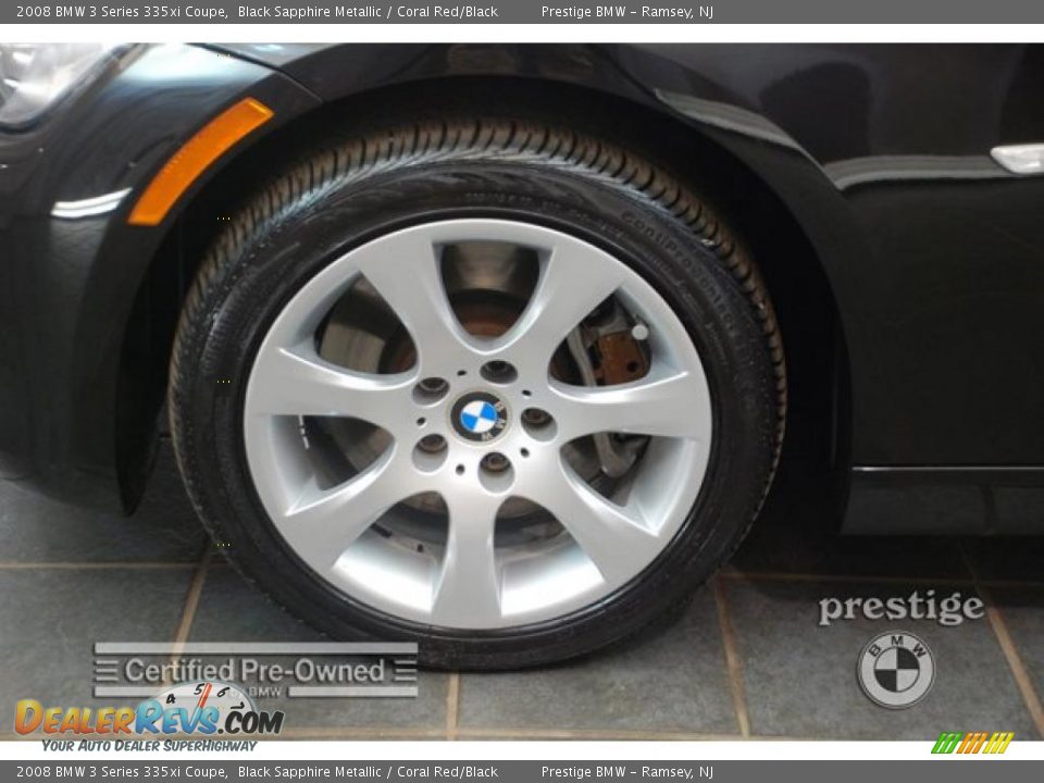 2008 BMW 3 Series 335xi Coupe Black Sapphire Metallic / Coral Red/Black Photo #8