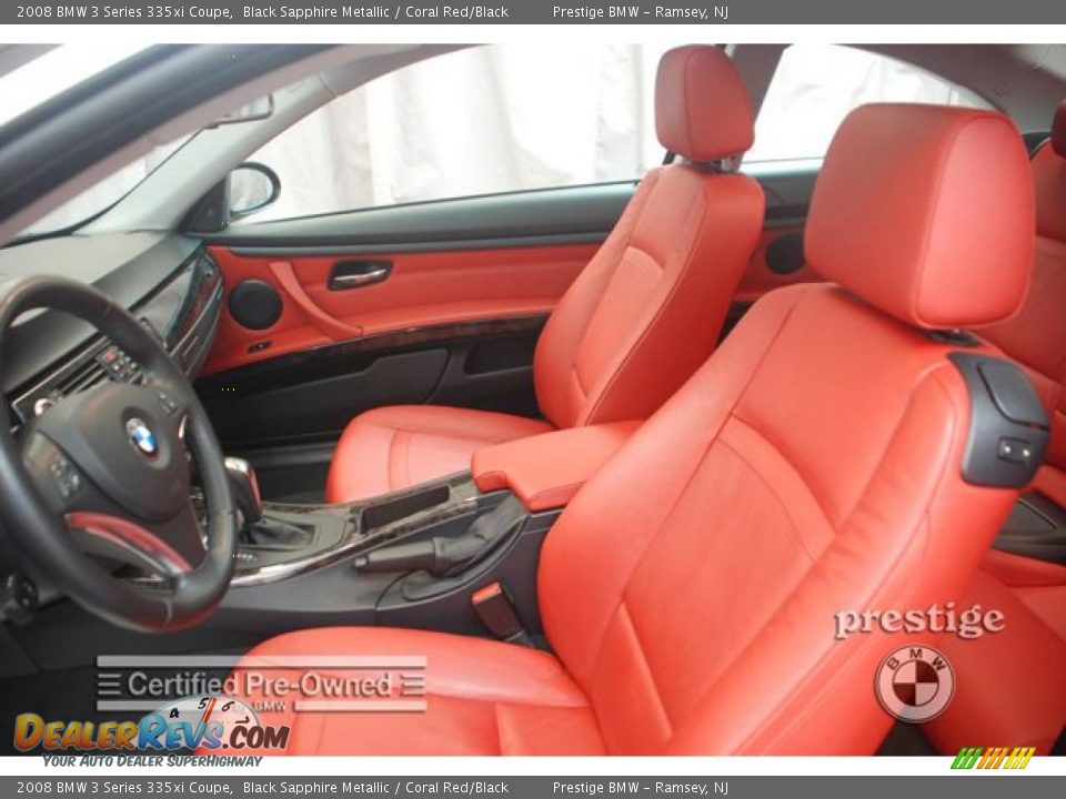 2008 BMW 3 Series 335xi Coupe Black Sapphire Metallic / Coral Red/Black Photo #9