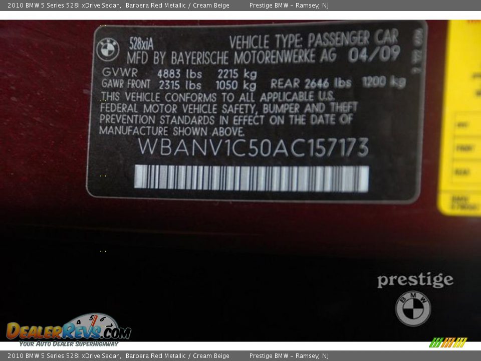 2010 BMW 5 Series 528i xDrive Sedan Barbera Red Metallic / Cream Beige Photo #16