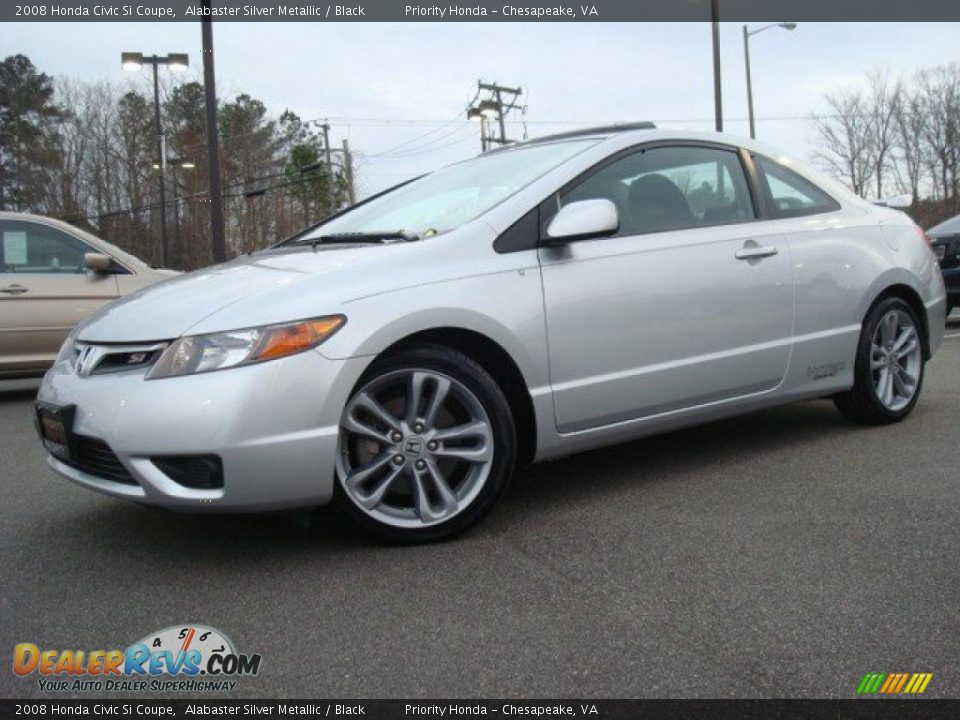 2008 Honda Civic Si Coupe Alabaster Silver Metallic / Black Photo #2