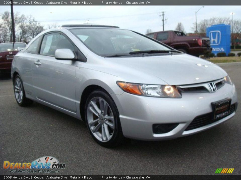 2008 Honda Civic Si Coupe Alabaster Silver Metallic / Black Photo #8