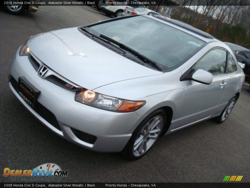2008 Honda Civic Si Coupe Alabaster Silver Metallic / Black Photo #10