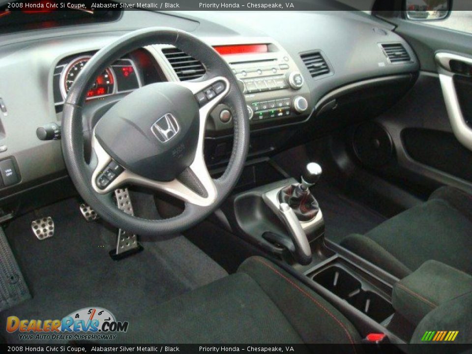 2008 Honda Civic Si Coupe Alabaster Silver Metallic / Black Photo #14