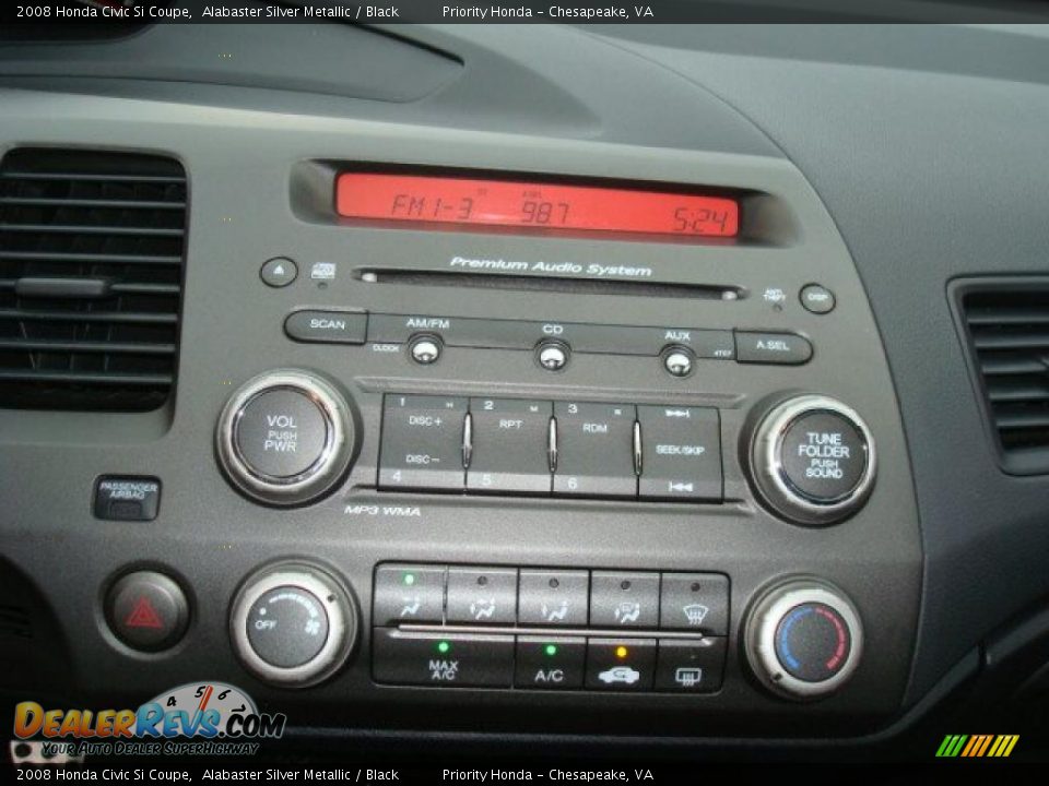 2008 Honda Civic Si Coupe Alabaster Silver Metallic / Black Photo #16