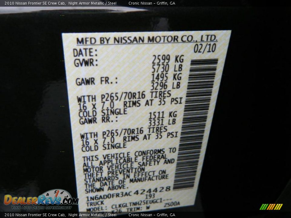 2010 Nissan Frontier SE Crew Cab Night Armor Metallic / Steel Photo #15