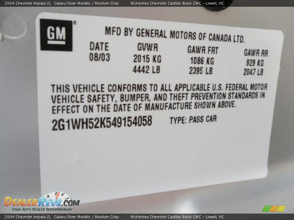 2004 Chevrolet Impala LS Galaxy Silver Metallic / Medium Gray Photo #7