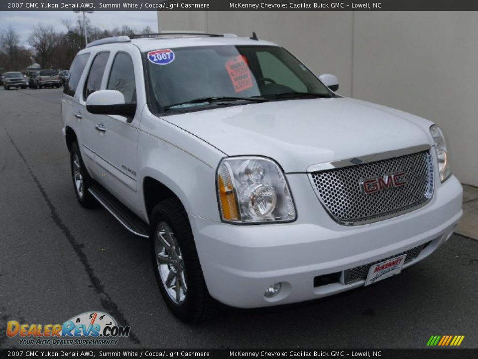 2007 GMC Yukon Denali AWD Summit White / Cocoa/Light Cashmere Photo #5